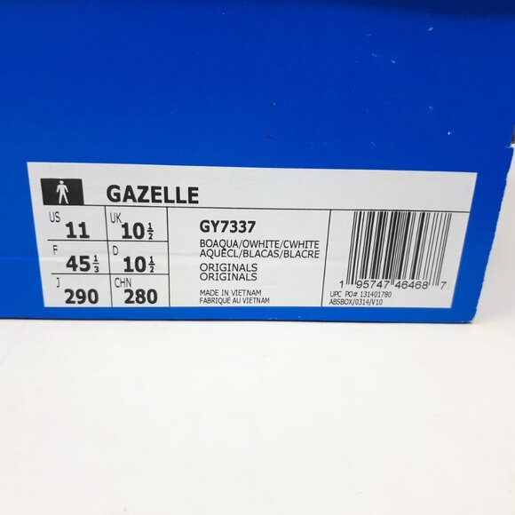 Adidas Gazelle Originals Bold Aqua Blue White GY7337 Shoe Sneaker Mens Size 11 - Picture 10 of 12